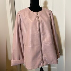 Chico’s~NWT~Soft~Venetian Pink~Faux Leather~Seam Detail~Lined~Jacket~Size 3